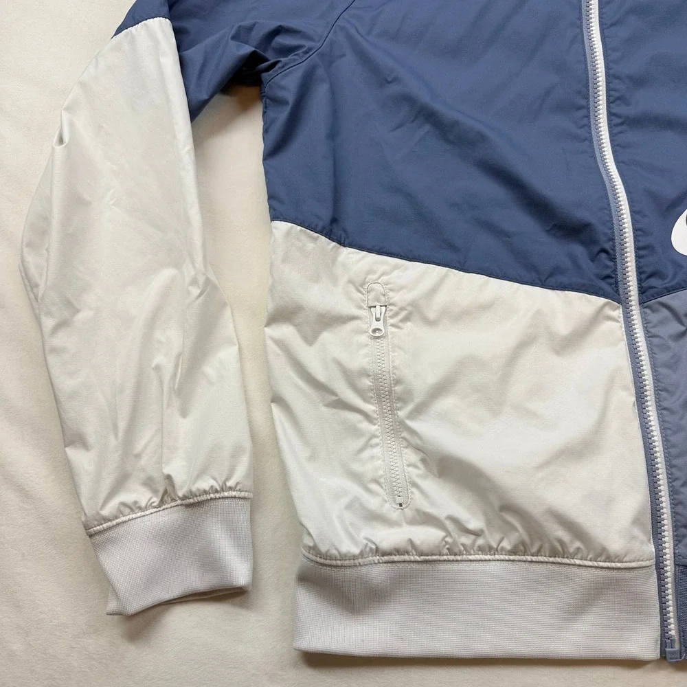 Nike Sportswear Colorblock Windbreaker Hooded Jacket Blue White Youth XL Women S